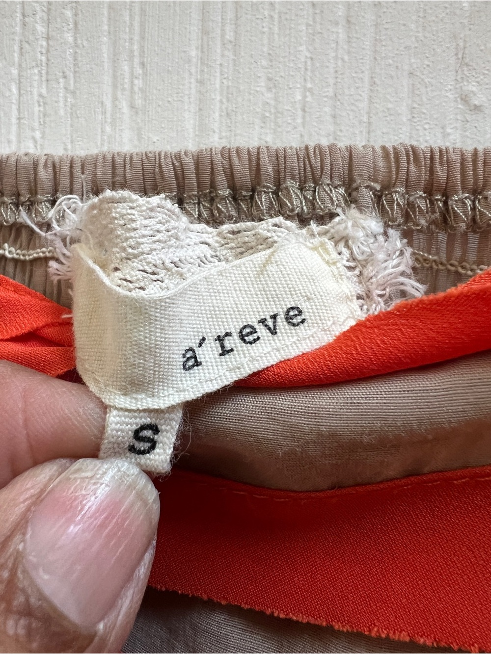 A’reve Tiered Maxi Sundress Small Beige Coral Orange Ribbon Boho Coastal Grandma - Picture 4 of 6